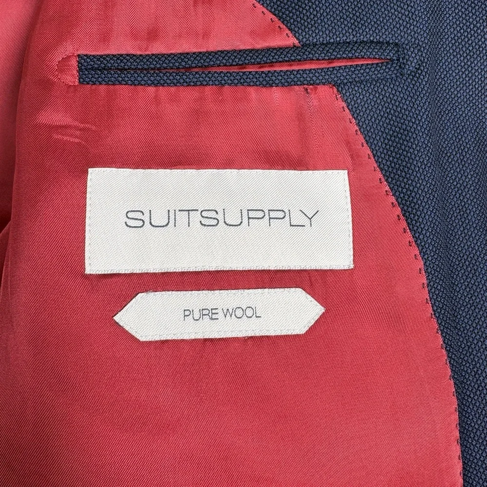 SuitSupply Sienna Navy Blue Wool Blazer Vitale Barberis Canonico 46R‎